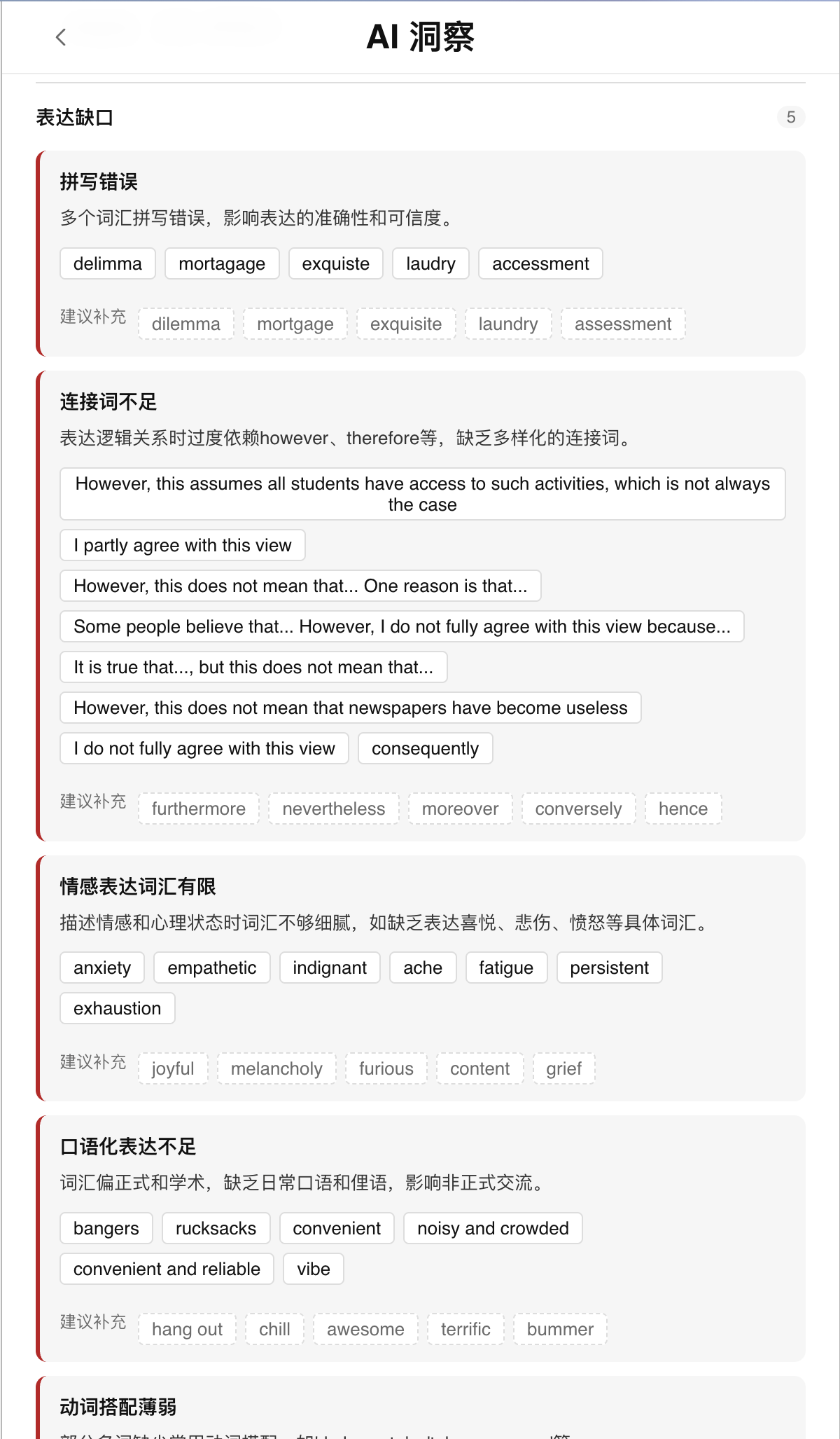 WordMe 表达缺口分析